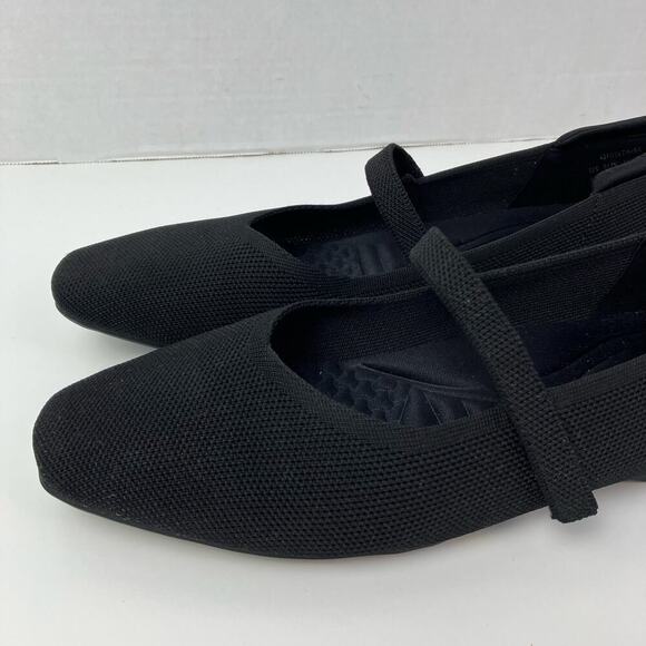 Cusolemore Sz 8.5 Square Toe Mary Jane Flats Black Knit Fabric Hidden Wedge - Picture 3 of 16